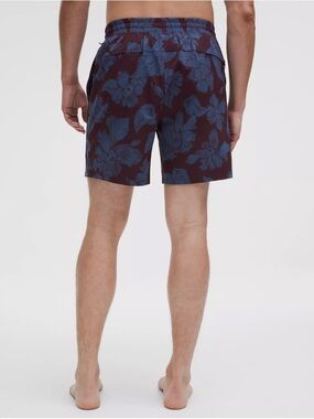 Lululemon Men’s Navy Maroon Carved Flower Floral Swim Shorts 7” Size XXL NWT
